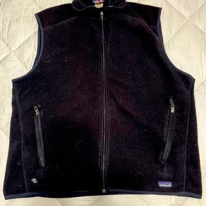 Patagonia Synchilla Vest Men's XL Black Mock Neck Full Zip Pockets Zipped.